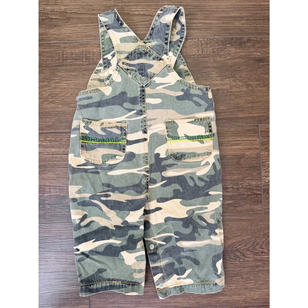 John Deere Baby Boys Camo Overalls 100% Cotton Camouflage Bibs 6/9M
